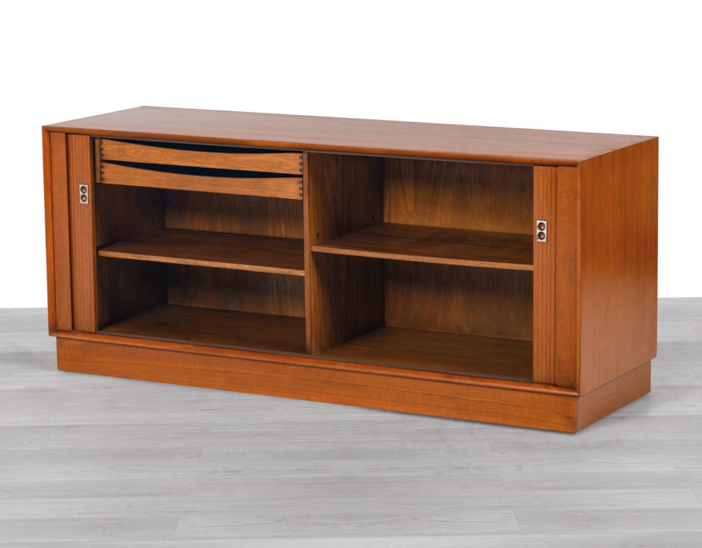 Arne Vodder Sideboard Danish Vintage 1960s Teak Sibast Mobelfabrik Tamnbour Doors Aluminium Ring Pulls Handles Scandinavian Danish Design TV Unit