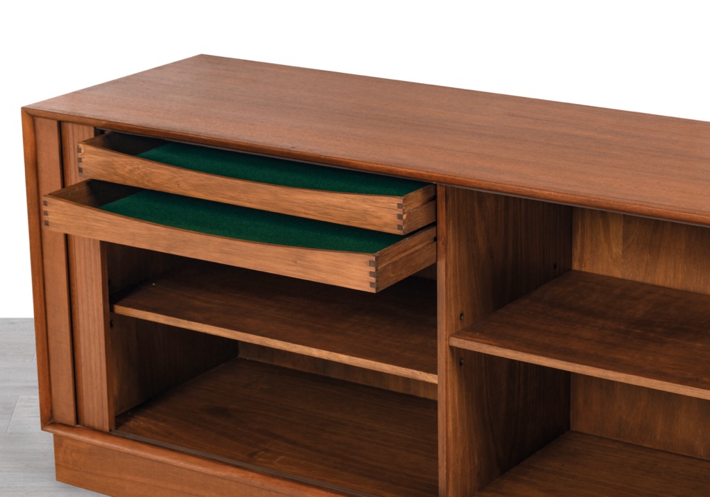 Arne Vodder Sideboard Danish Vintage 1960s Teak Sibast Mobelfabrik Tamnbour Doors Aluminium Ring Pulls Handles Scandinavian Danish Design Internal Drawers