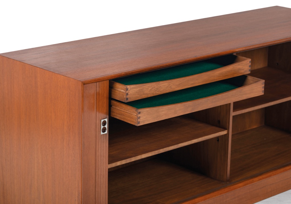 Arne Vodder Sideboard Danish Vintage 1960s Teak Sibast Mobelfabrik Tamnbour Doors Aluminium Ring Pulls Handles Scandinavian Danish Design Brazilian Rosewood
