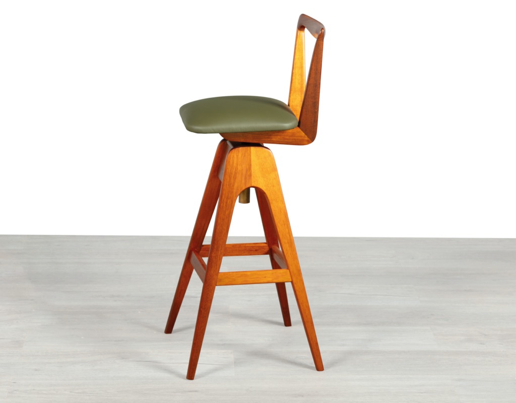 TH Brown Bar Stool Danish 1960s Teak Swivel South Australia Thomas Howard Brown Vintage Kitchen Stool Adjustable Height