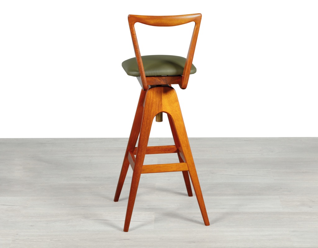 TH Brown Bar Stool Danish 1960s Teak Swivel South Australia Thomas Howard Brown Vintage Kitchen Stool Teak frame