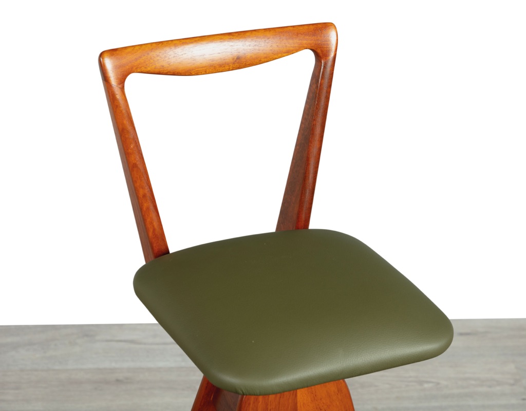 TH Brown Bar Stool Danish 1960s Teak Swivel South Australia Thomas Howard Brown Vintage Kitchen Stool close up