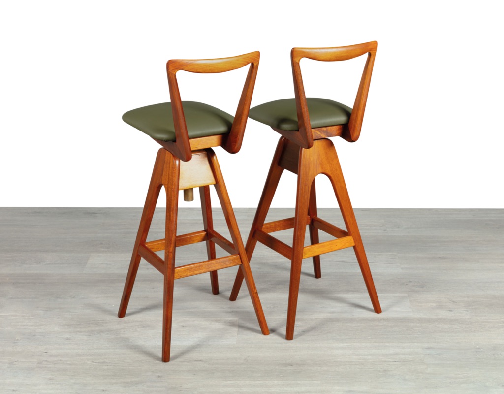 TH Brown Bar Stool Danish 1960s Teak Swivel South Australia Thomas Howard Brown Vintage Kitchen Stool Sculptured Backrest