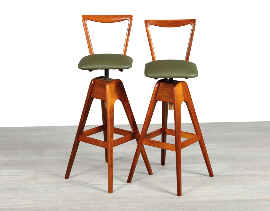 TH Brown Bar Stool Danish 1960s Teak Swivel South Australia Thomas Howard Brown Vintage Kitchen Stool Leather