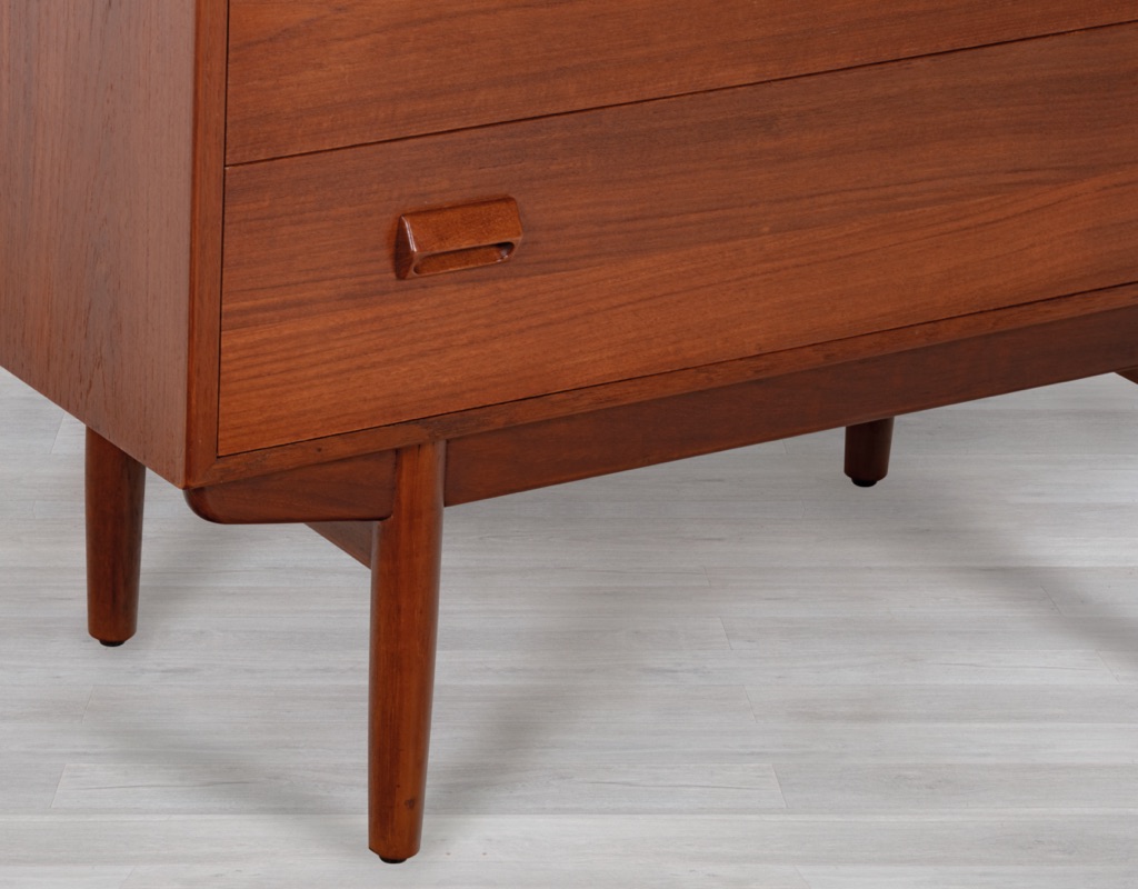 Mid century modern Danish Borge Mogensen chest of drawers 1960s vintage tallboy by Soborg Mobelfabrik original Scandinavian bedroom furniture stretcher base