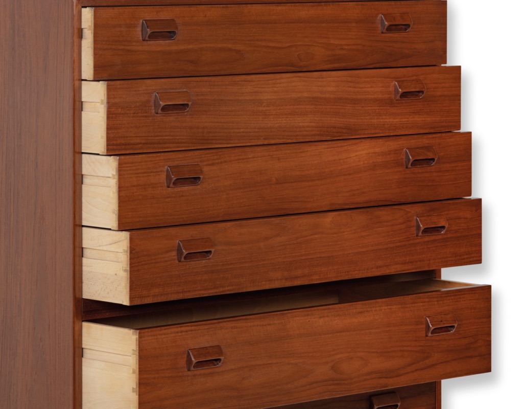 Mid century modern Danish Borge Mogensen chest of drawers 1960s vintage tallboy by Soborg Mobelfabrik original Scandinavian bedroom furniture large drawers