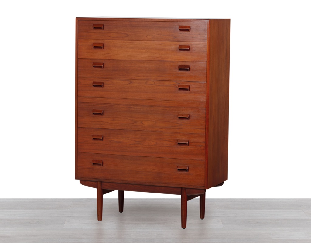 Mid century modern Danish Borge Mogensen chest of drawers 1960s vintage tallboy by Soborg Mobelfabrik original Scandinavian bedroom furniture with legs
