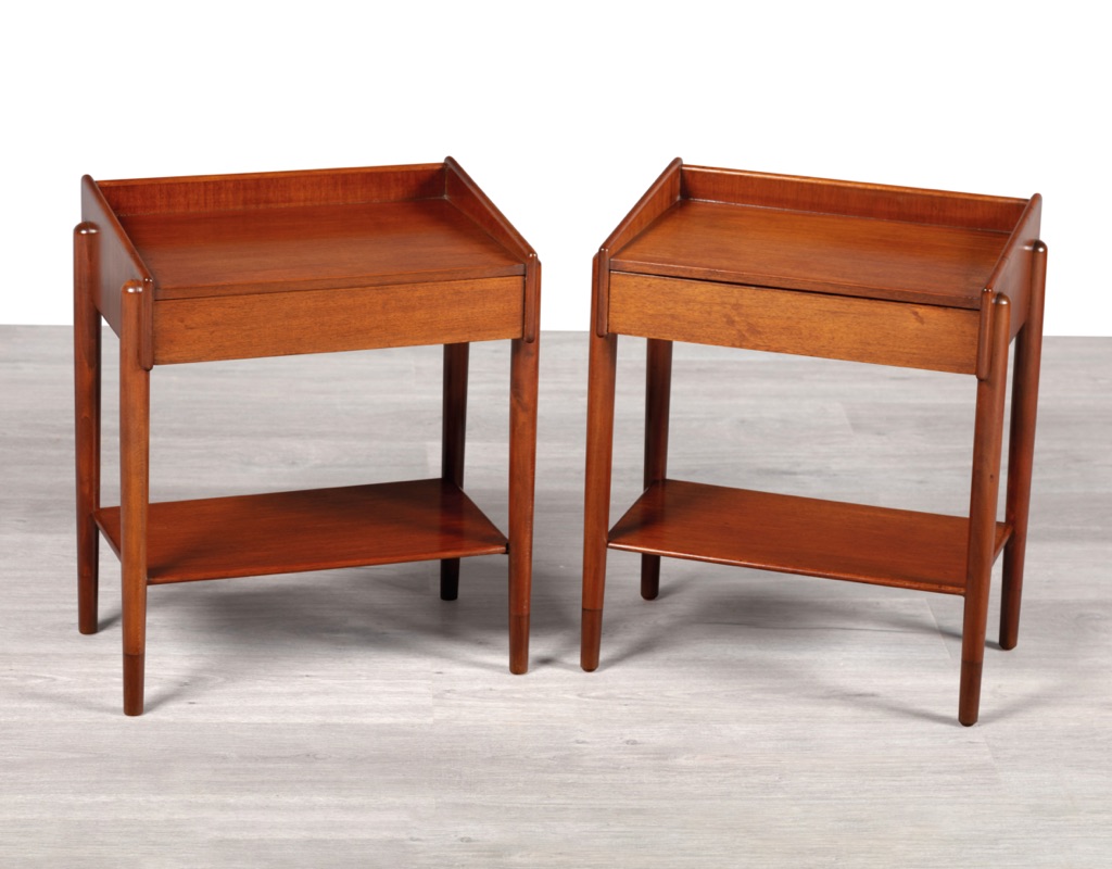 Mid century modern Borge Mogensen nightstands bedside cabinets model 148 Soborg Mobelfabrik Danish vintage 1950s bedroom furniture teak pair