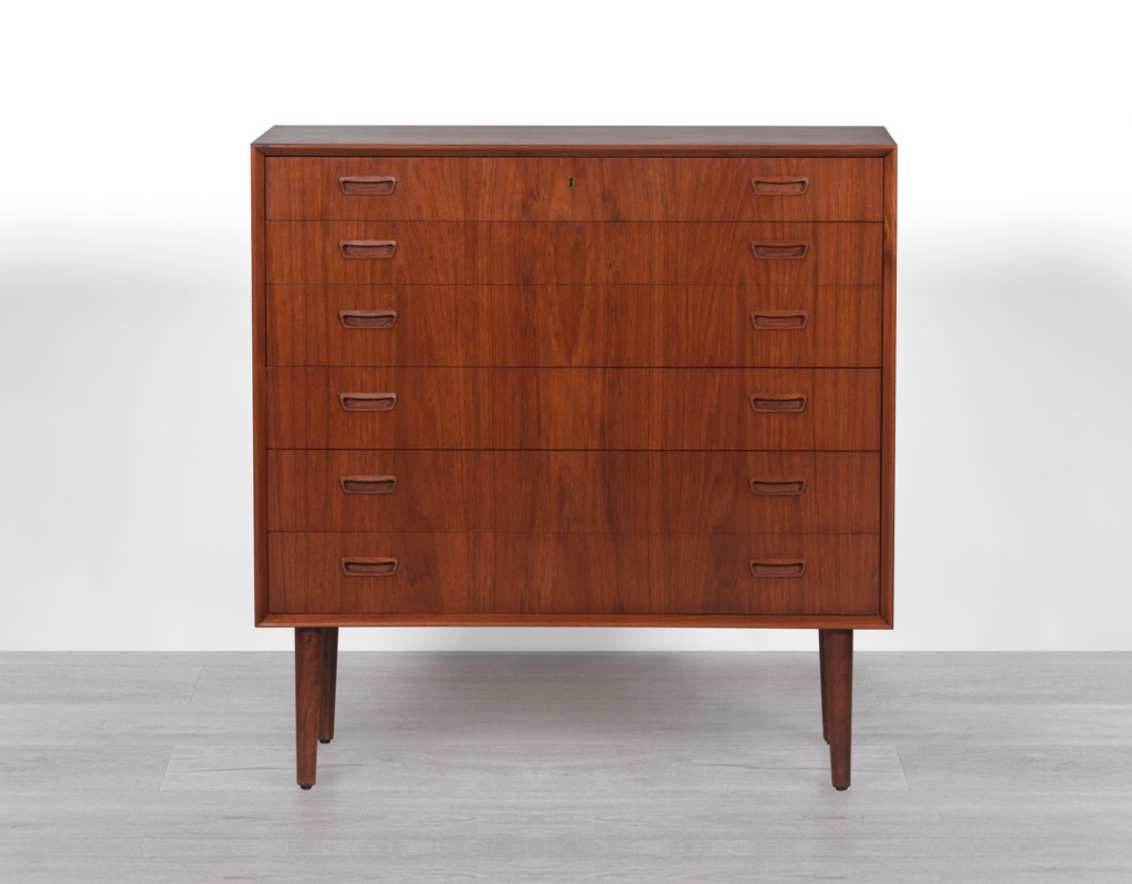 Chest of Drawers Tallboy Danish Mid Century Modern 1960s Teak Wide Drawers Borge Seindal Borge Mogensen Bedroom Furniture