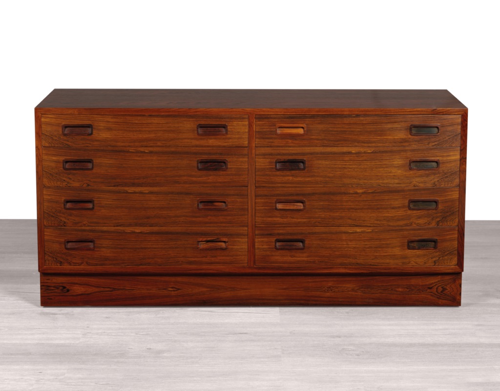Carlo Jensen Poul Hundevad & Co Brazilian Rosewood double chest of drawers Danish vintage mid century modern tall boy sideboard 1960s