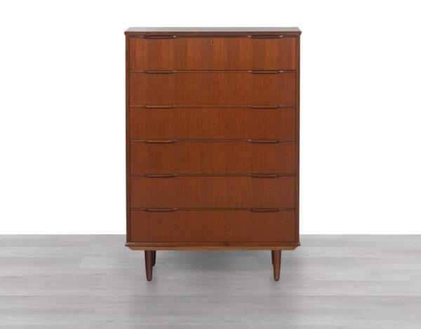 Chest of Drawers Danish Vintage 1960s Large Teak Tallboy Denmark Original Scandinavian Design Bedroom Furniture