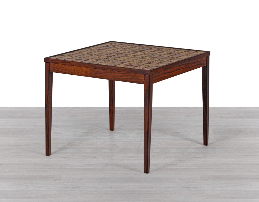 Danish Vintage 1960s Occasional Coffee Table Brazilian Rosewood Tiled Top