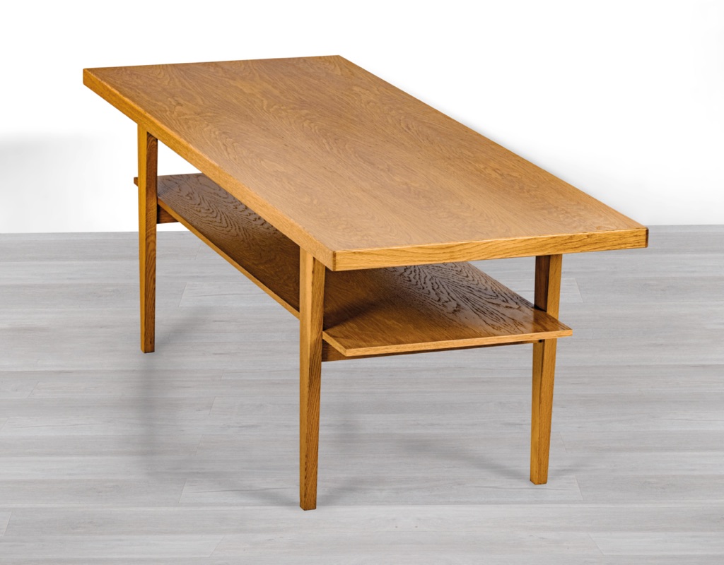 Mid Century Modern Danish Vintage Coffee Table European Oak Sofa Table Shelf Denmark 1960s Long