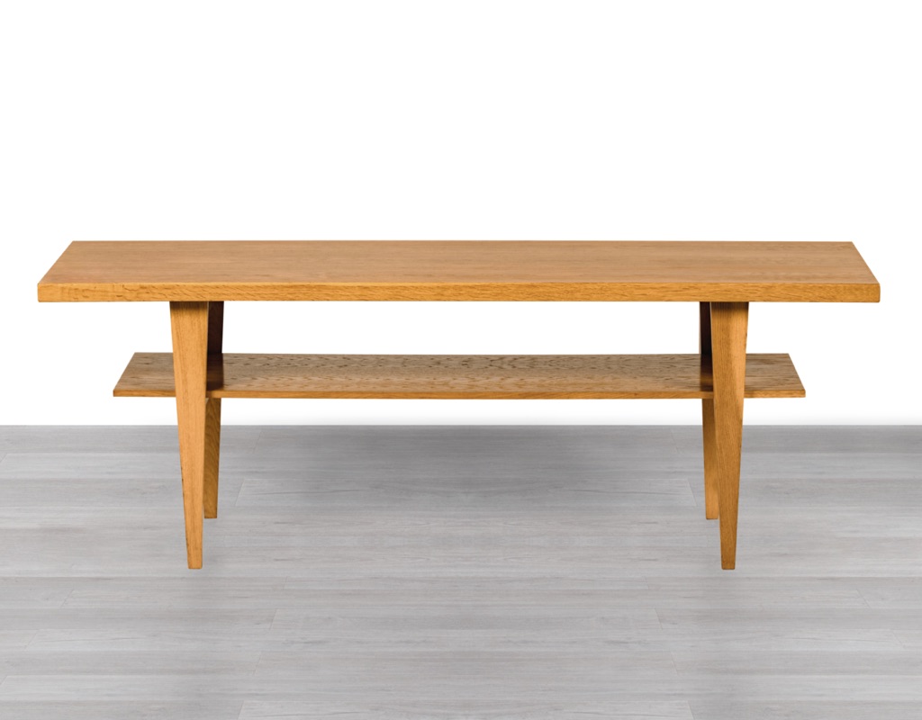 Mid Century Modern Danish Vintage Coffee Table European Oak Sofa Table Shelf Denmark 1960s Rectangular