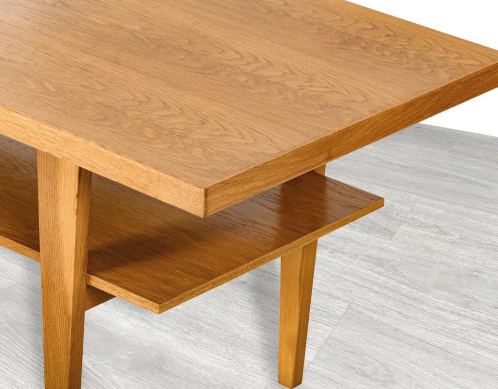 Mid Century Modern Danish Vintage Coffee Table European Oak Sofa Table Shelf Denmark 1960s Detail