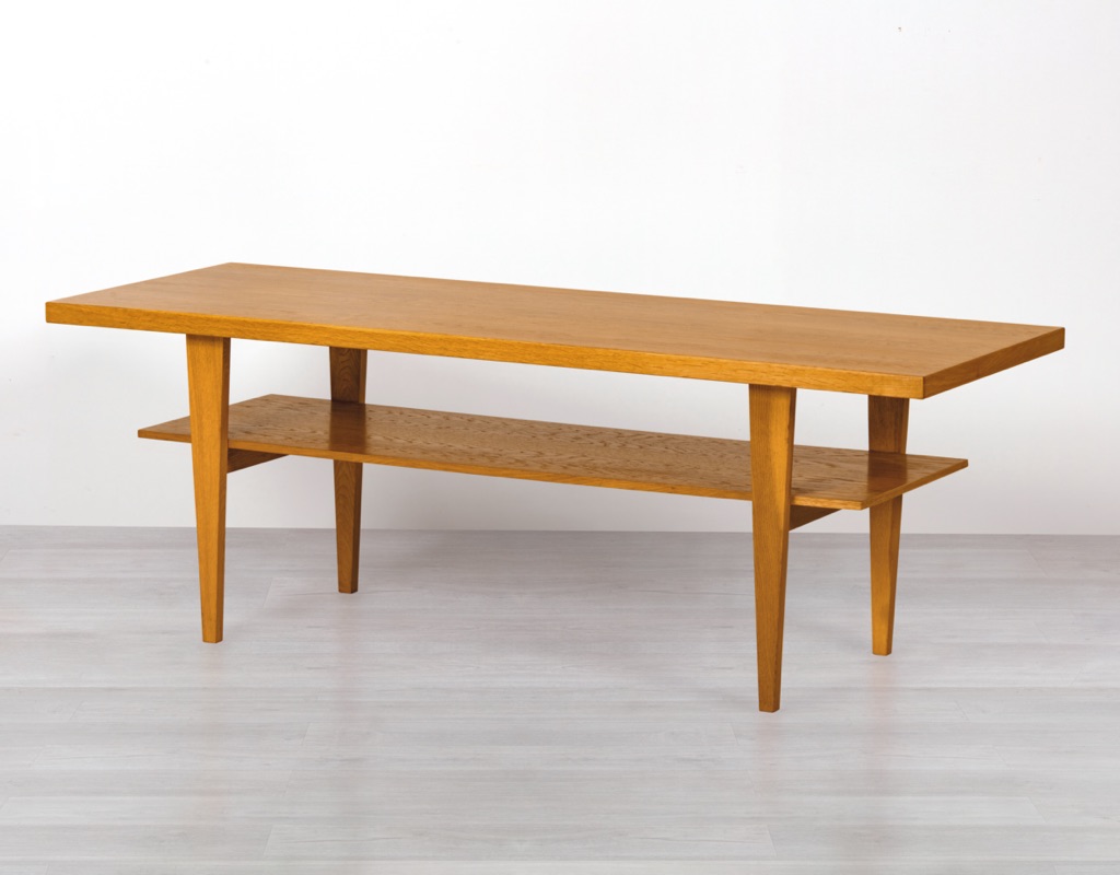 Mid Century Modern Danish Vintage Coffee Table European Oak Sofa Table Shelf Denmark 1960s
