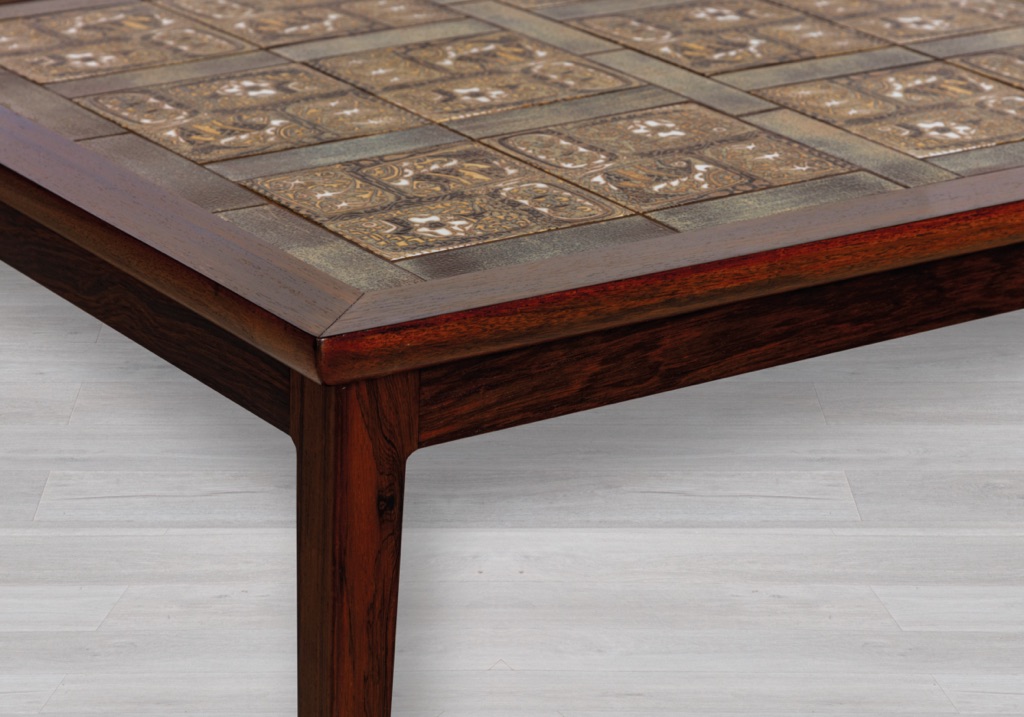 Coffee Table Danish Vintage 1960s Tiled Top Brazilian Rosewood Nils Thorsson Royal Copenhagen Haslev Severin Hansen Scandinavian Baca Faience design