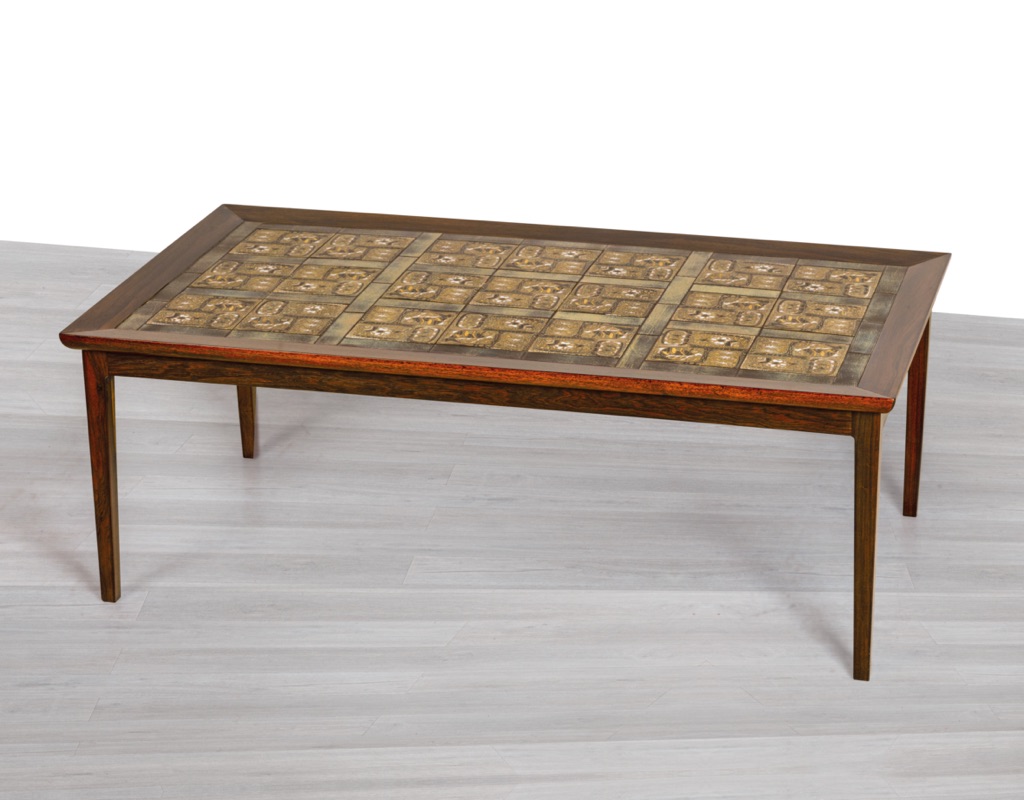 Coffee Table Danish Vintage 1960s Tiled Top Brazilian Rosewood Nils Thorsson Royal Copenhagen Haslev Severin Hansen Scandinavian Baca Faience