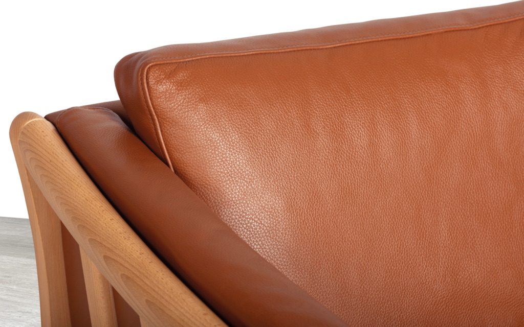 Danish Sofa Couch Vintage Scandinavian Seating by Stouby Skipper Furniture Mogens Hansen Grant Mobler Leather Beech Frame 3 Seater 1960 Tan
