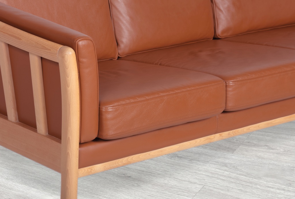 Danish Sofa Couch Vintage Scandinavian Seating by Stouby Skipper Furniture Mogens Hansen Grant Mobler Leather Beech Frame 3 Seater 1960 Melbourne Warehouse