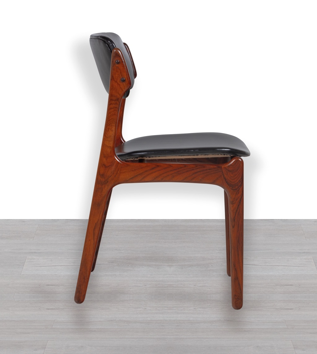 Erik Buch Model 49 Dining Chairs Brazilian Rosewood Mid Century Modern Danish 1960s O.D. Mobler Oddense Mobelfabrik Original Scandinavian Vintage Seating in Melbourne Floating Seat