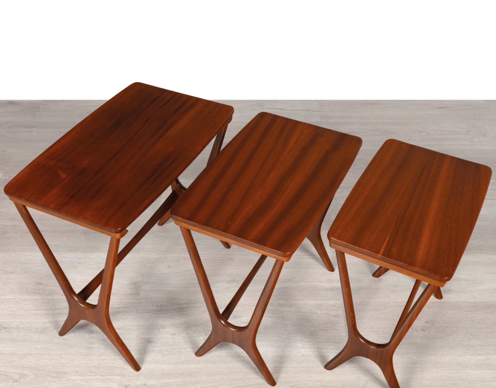 Erling Torvits Nesting Tables for Heltborg Mobler Danish 1950s mid century modern original imported design occasional tables coffee tables set of three