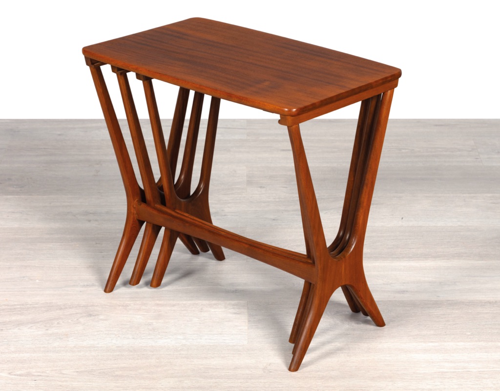 Erling Torvits Nesting Tables for Heltborg Mobler Danish 1950s mid century modern original imported design occasional tables coffee tables nest of three