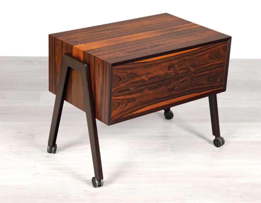 Erling Torvits Nesting Table Sewing for Heltborg Mobler Danish 1960s mid century modern original imported design occasional table or coffee table castors