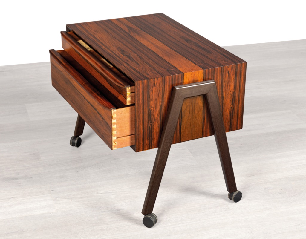 Erling Torvits Nesting Table Sewing for Heltborg Mobler Danish 1960s mid century modern original imported design occasional table or coffee table dovetail joins
