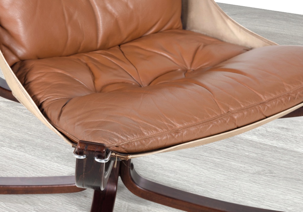 Mid century modern Falcon Chair Sigurd Ressell Vatne Mobler Norwegian 1970s original imported leather Norway armchair vintage Scandinavian seating patina