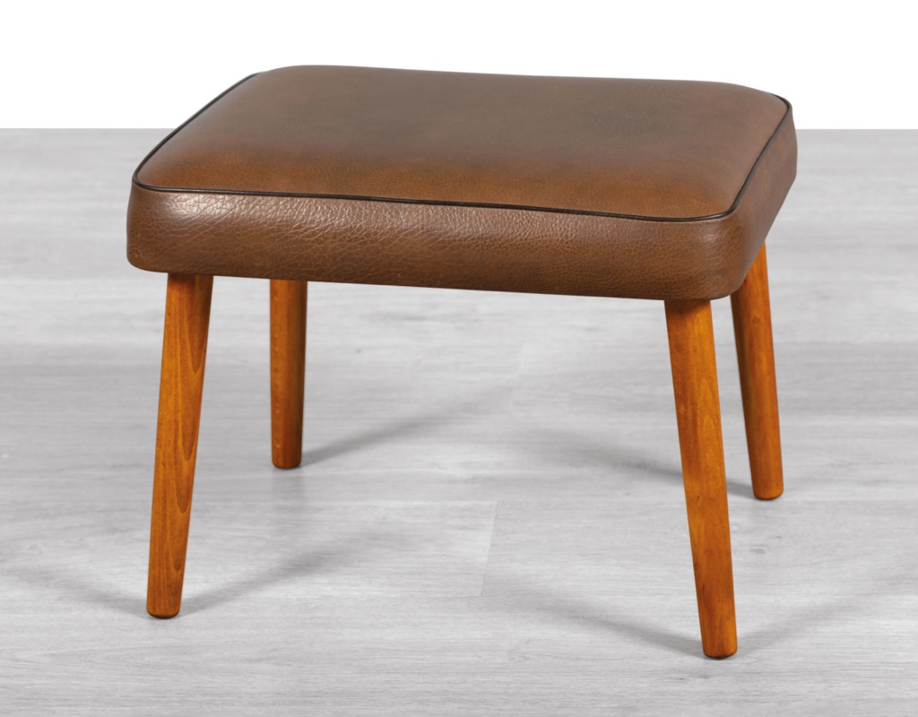 Footstool Danish Vintage 1960s Mid Century Modern Scandinavian Brown