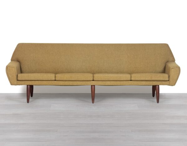 Mid Century Modern Danish 1960s Four Seater Sofa Couch by Georg Thams Kurt Ostervig Gustav Thams Teak Cigar Legs Upholstery