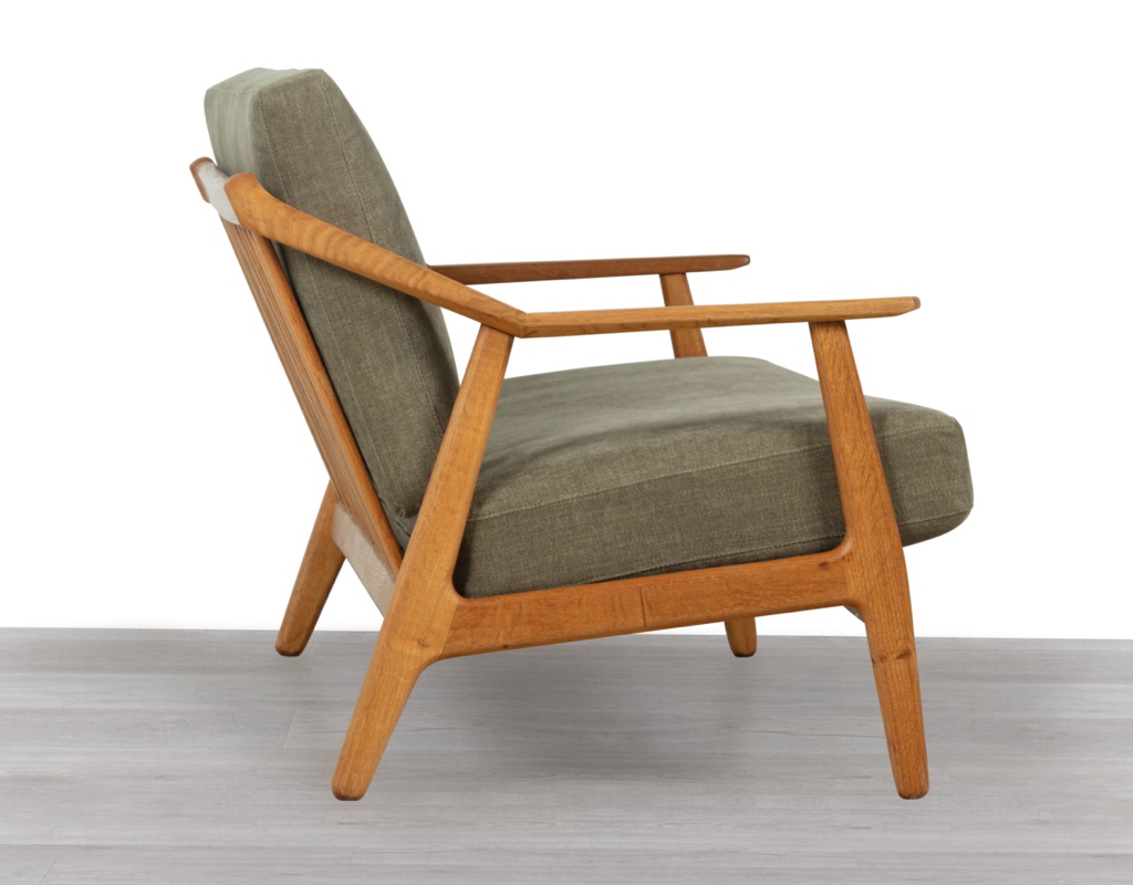 H. Brockmann Petersen Mid Century Modern Danish Vintage 1960s Sofa Randers Mobelfabrik European Oak Frame Three Seater