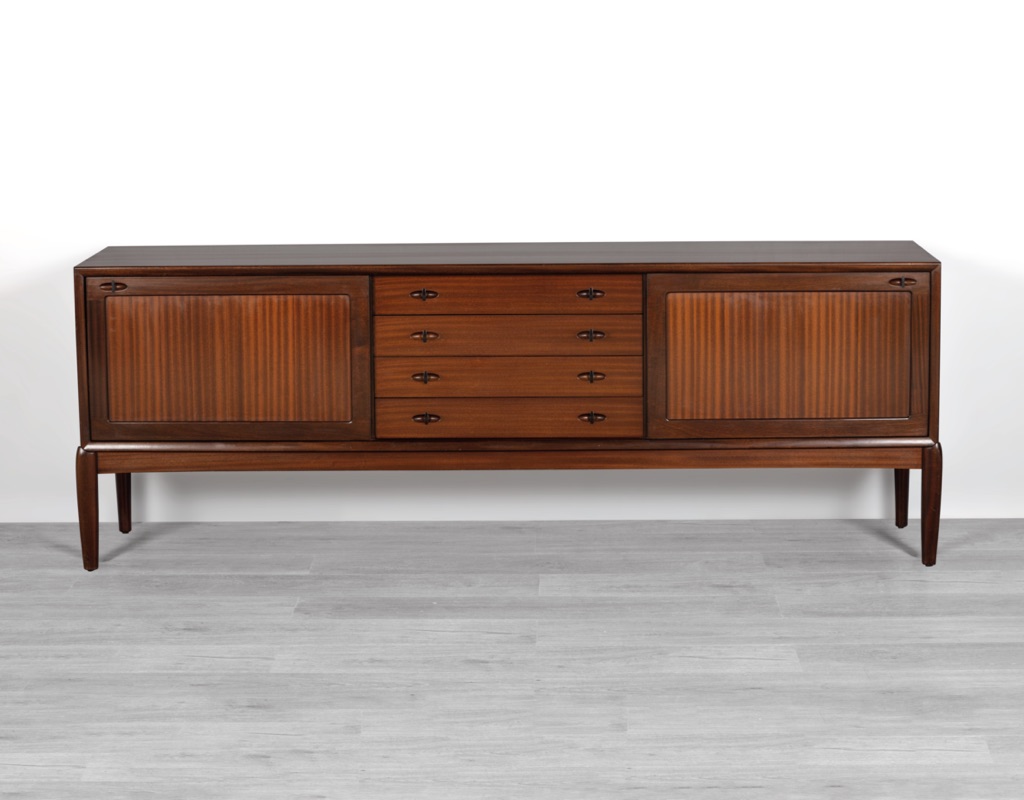 H.W. Klein Sideboard Bramin Mobler Danish 1960s Vintage Credenza Mahogany Oak Teak Original Scandinavian Storage Mid Century Modern Sliding