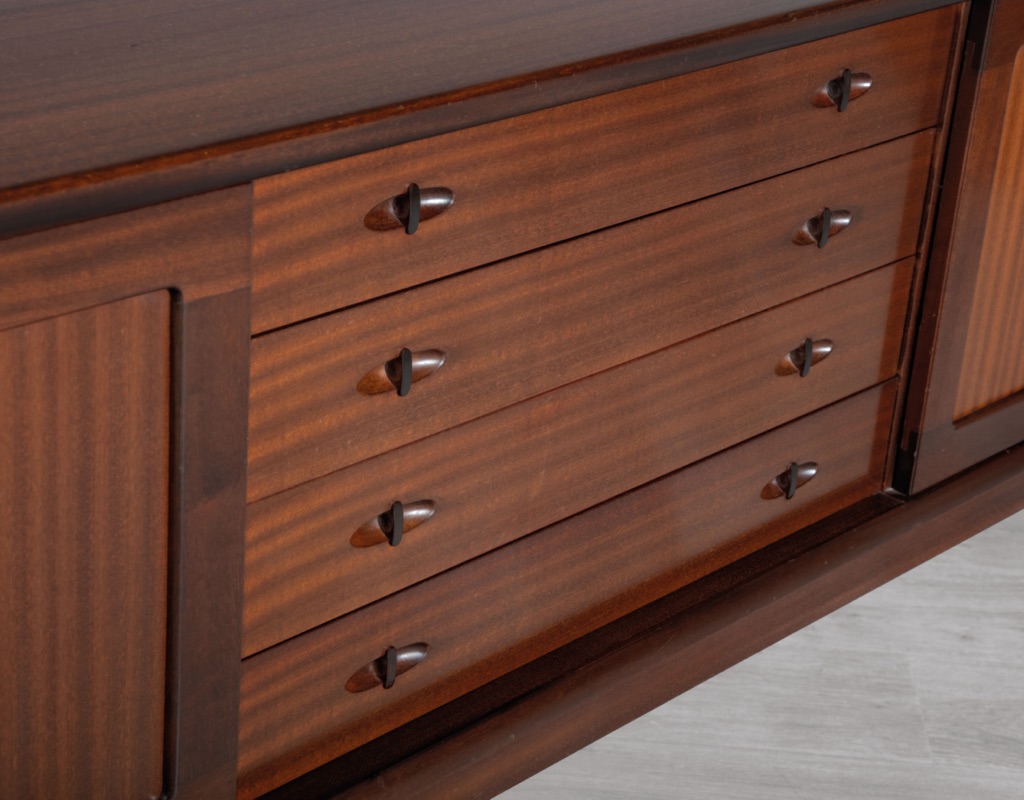 H.W. Klein Sideboard Bramin Mobler Danish 1960s Vintage Credenza Mahogany Oak Teak Original Scandinavian Storage Mid Century Modern Drawers Signature Handles