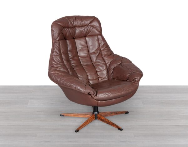 H.W. Klein Model Silhouette Armchair Danish 1970s Swivel Leather