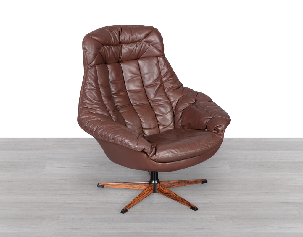 H.W. Klein Model Silhouette Armchair Danish 1970s Swivel Leather