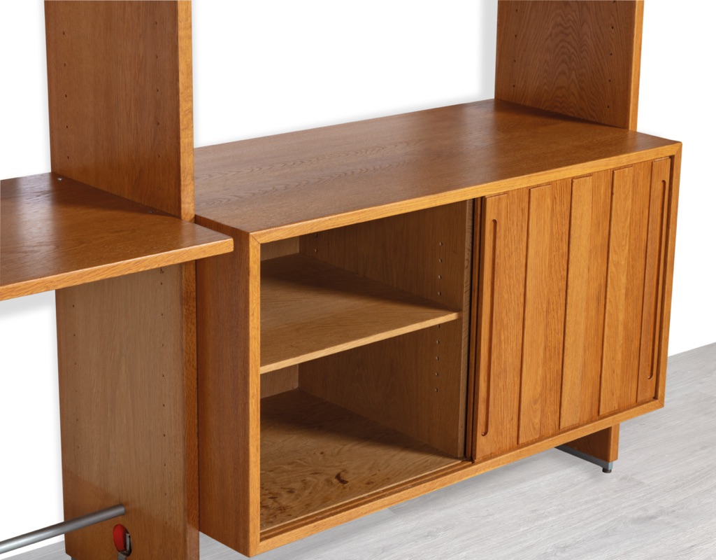Hans J. Wegner RY100 RY Mobler Mid century Modern Shelving System Bookshelf Room Divider Danish 1960s European Oak Modular Freestanding Storage Original Scandinavian Design Denmark sliding door cupboard