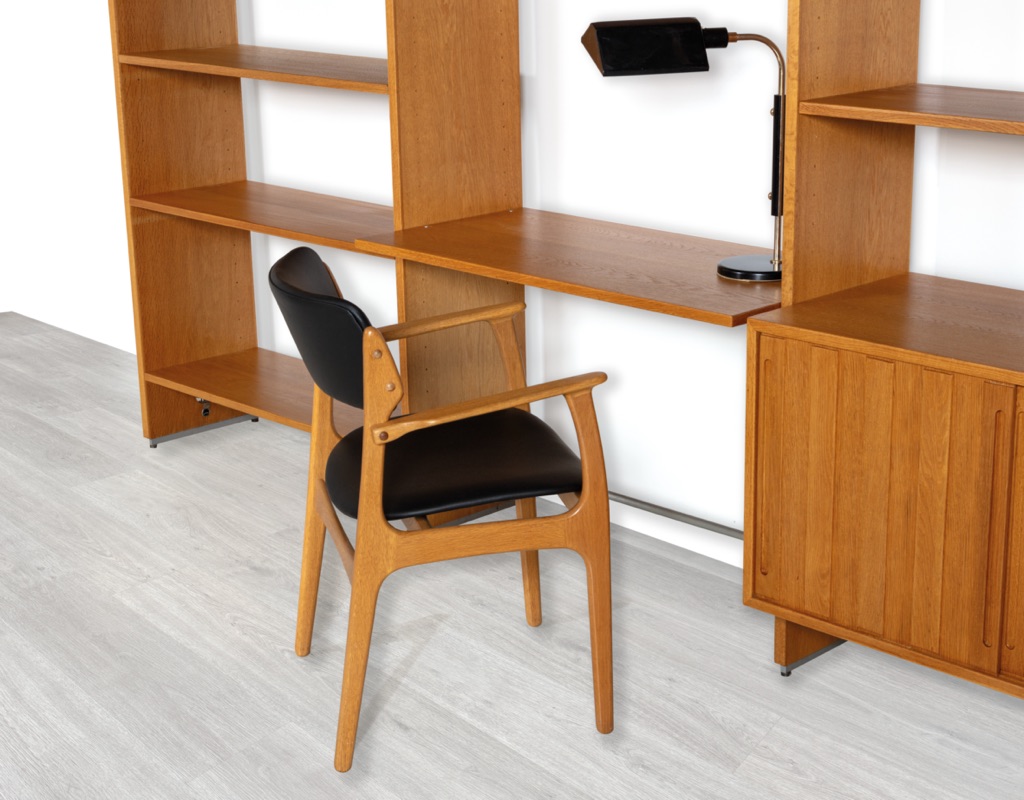 Hans J. Wegner RY100 RY Mobler Mid century Modern Shelving System Bookshelf Room Divider Danish 1960s European Oak Modular Freestanding Storage Original Scandinavian Design Denmark desk Erik Buch chair
