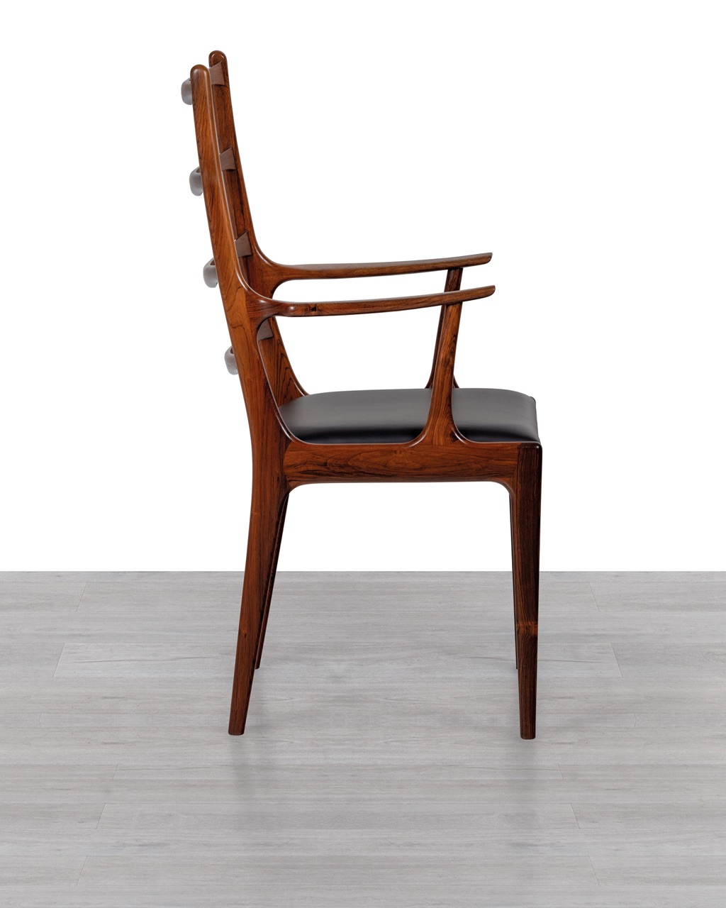 Johannes Andersen Dining Chair Uldum Mobelfabrik Model UM37 Brazilian Rosewood Ladder Back Mid Century Modern Danish Vintage Carver Chair 1960s Profile