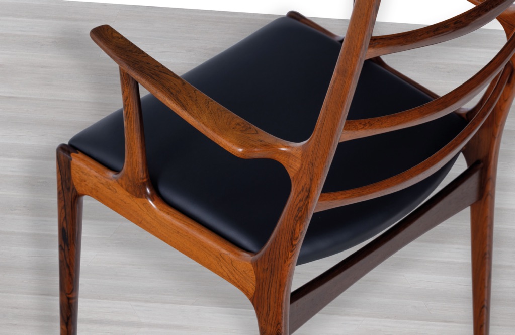 Johannes Andersen Dining Chair Uldum Mobelfabrik Model UM37 Brazilian Rosewood Ladder Back Mid Century Modern Danish Vintage Carver Chair Organic