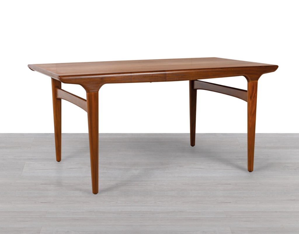 Johannes Andersen Dining Table by Uldum Mobelfabrik Denmark 1960s Original Scandinavian Dining Room Furniture Extension Table Teak One Leaf Pull Out