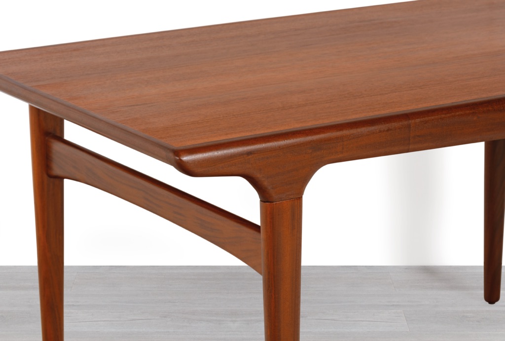 Johannes Andersen Dining Table by Uldum Mobelfabrik Denmark 1960s Original Scandinavian Dining Room Furniture Extension Table Teak One Leaf Corner