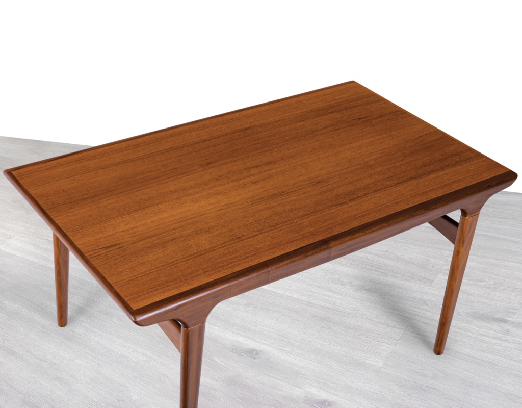 Johannes Andersen Dining Table by Uldum Mobelfabrik Denmark 1960s Original Scandinavian Dining Room Furniture Extension Table Teak One Leaf closed
