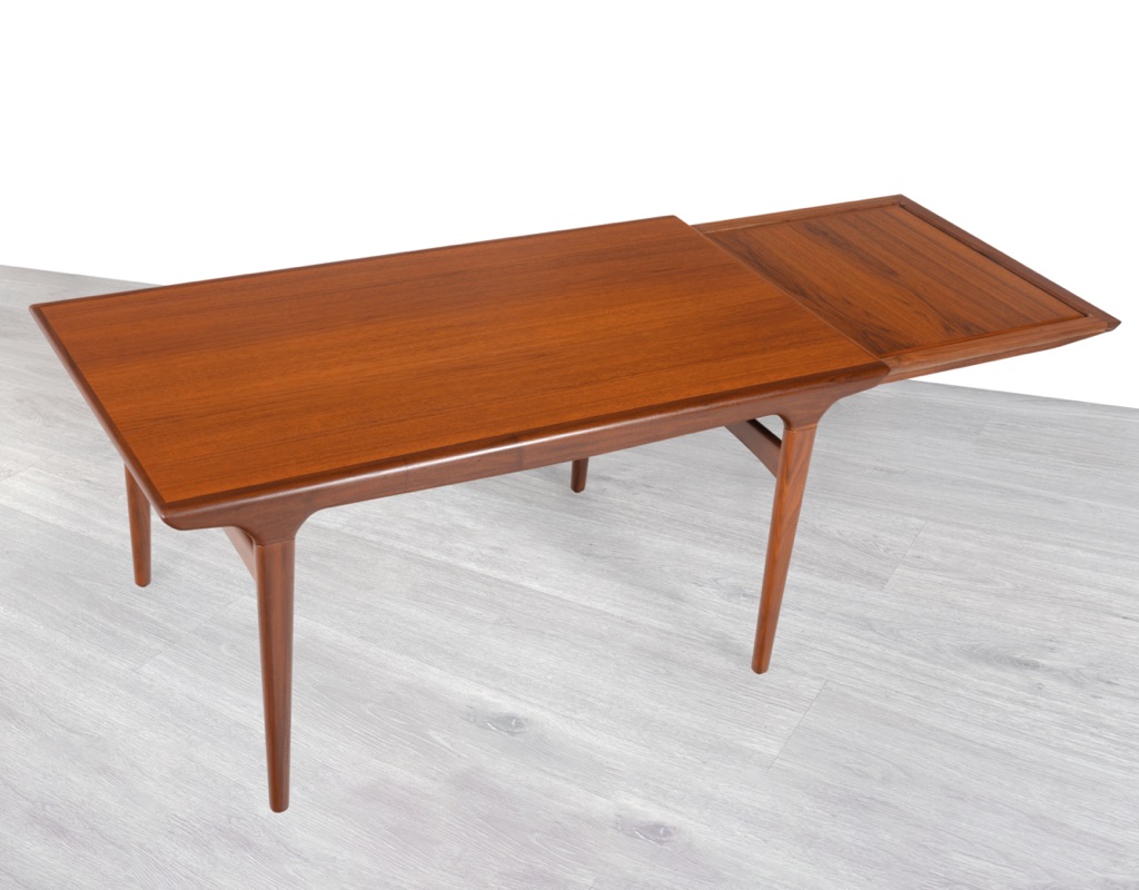 Johannes Andersen Dining Table by Uldum Mobelfabrik Denmark 1960s Original Scandinavian Dining Room Furniture Extension Table Teak One Leaf