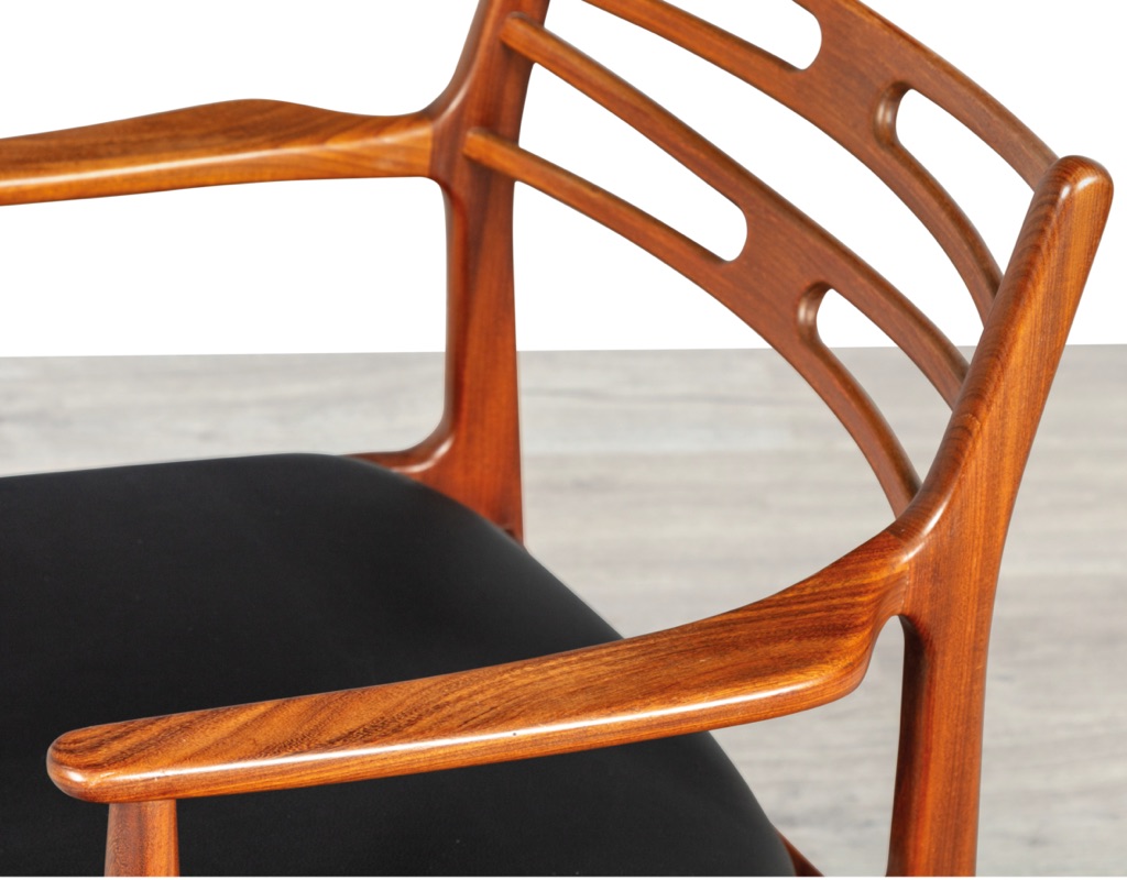 Johannes Andersen dining chairs Model 101 mid century modern Danish 1960s Vamo Sonderborg seating dining room furniture teak Scandinavian original design curved armrest