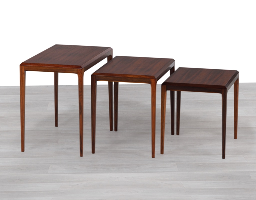 Johannes Andersen Nesting Tables CFC Silkeborg Mobelfabrik Nest Brazilian Rosewood Danish Vintage 1960s Original Scandinavian Coffee Tables