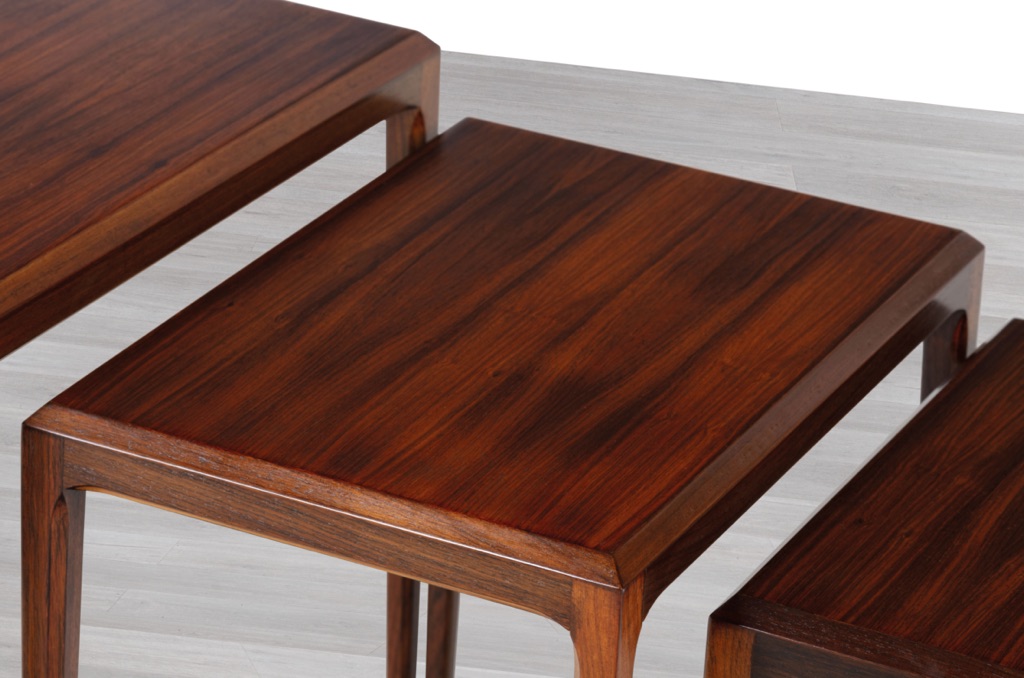 Johannes Andersen Nesting Tables CFC Silkeborg Mobelfabrik Nest Brazilian Rosewood Danish Vintage 1960s Original Scandinavian Coffee Tables Restored