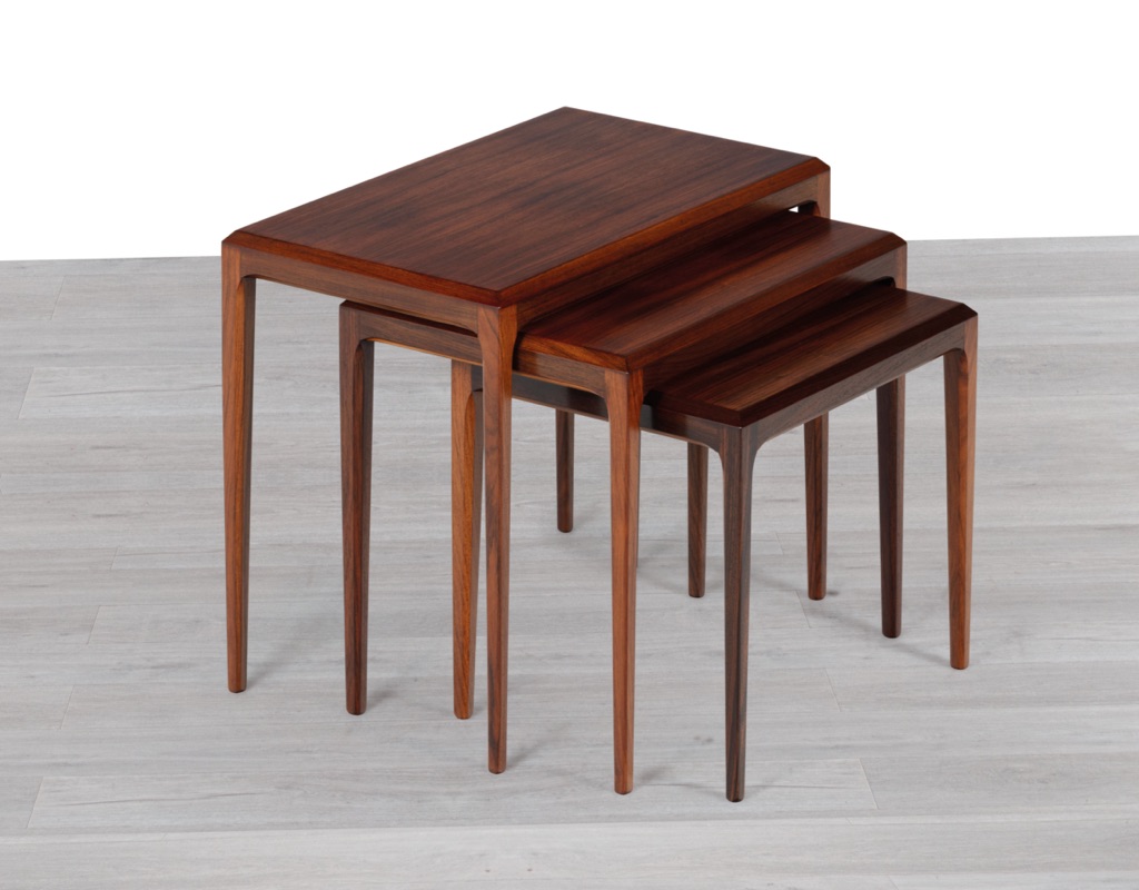 Johannes Andersen Nesting Tables CFC Silkeborg Mobelfabrik Nest Brazilian Rosewood Danish Vintage 1960s Original Scandinavian Coffee Tables Patina