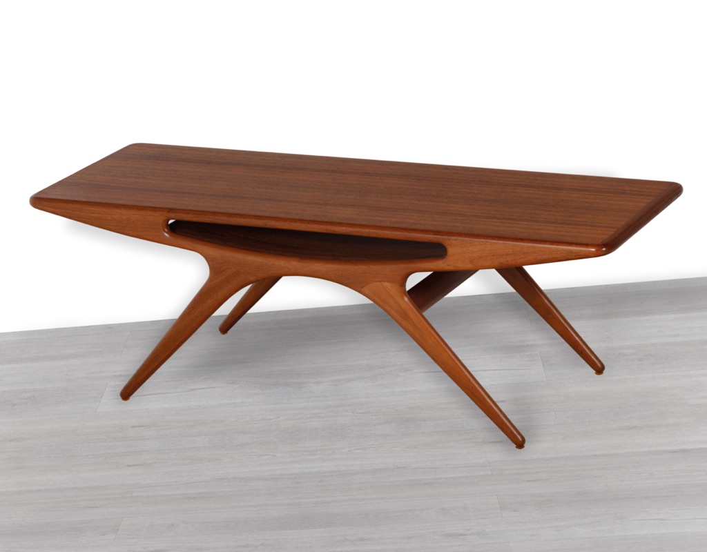 Johannes Andersen Smile Coffee Table CFC Silkeborg Denmark Original Danish Vintage 1950s Lounge Room Furniture Teak side view